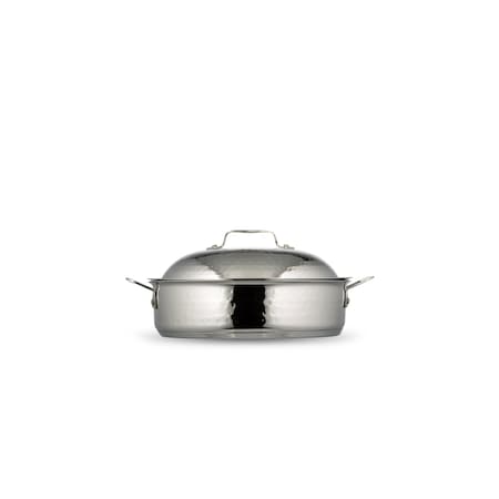Bon Chef Cucina Saute Pot W/ Domed Lid, Hammered Finish, Ind Btm, 11 3/16"Dia X 3 2/7"H, 2 Hndls, 4 Qt 60001HF